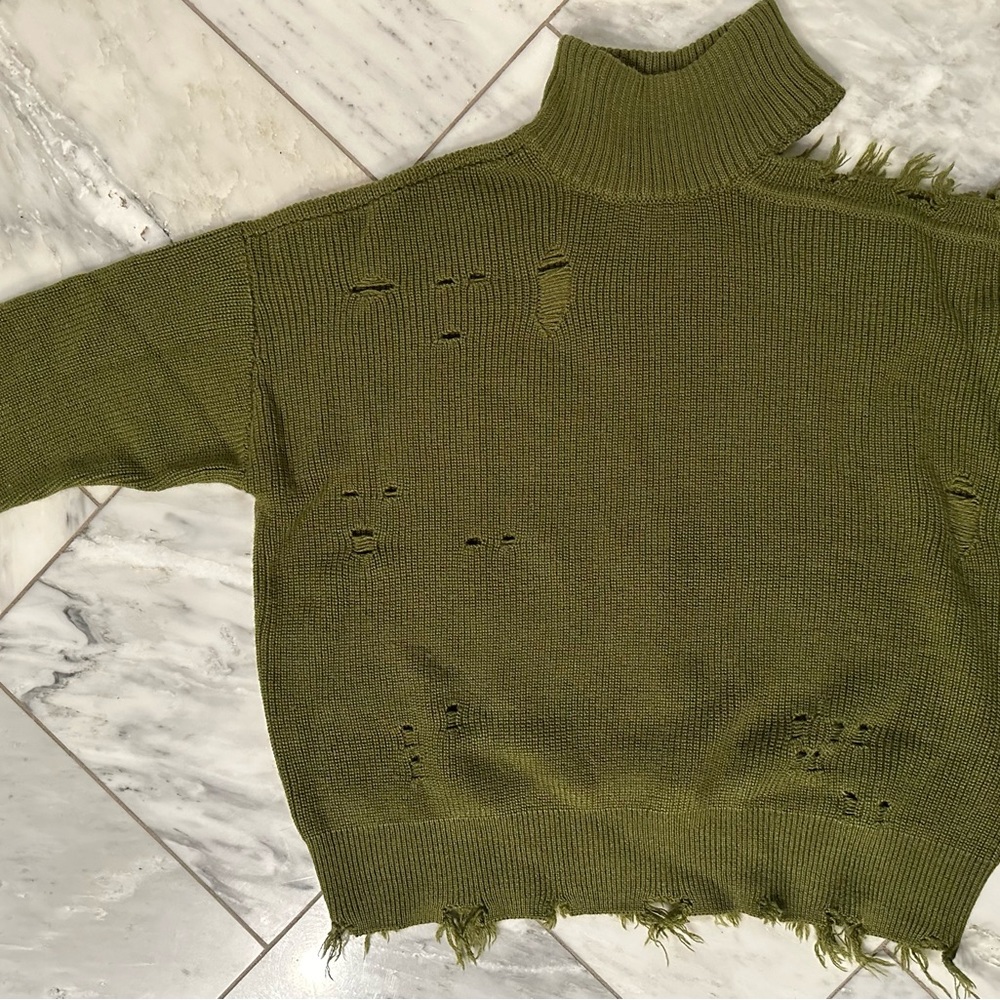 Lover’s + Friends' Arlington Sweater. Cozy rib knit with distressed details.